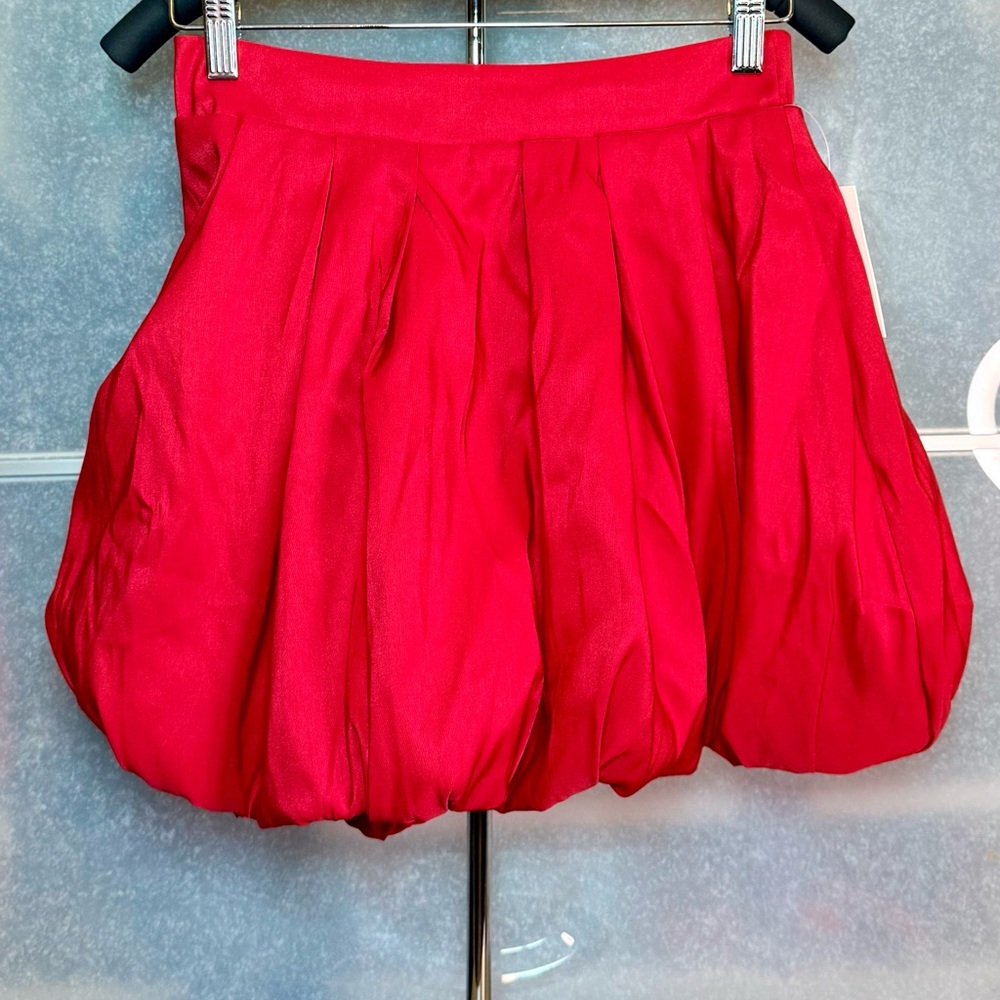 A New Day Vibrant Red Bubble Mini Skirt (0222)